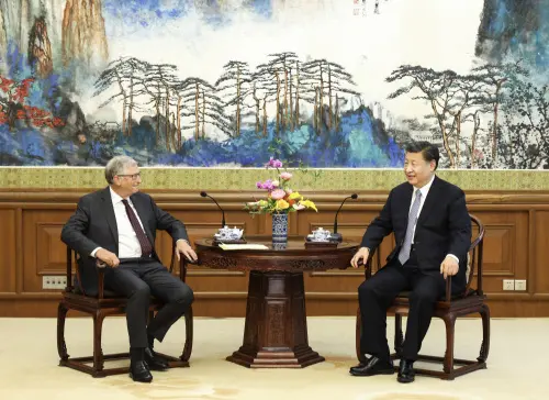 In this photo released by China's Xinhua News Agency, Bill Gates, left, meets with Chinese President Xi Jinping in Beijing, Friday, June 16, 2023. Microsoft's co-founder Bill Gates has met with Chinese President Xi Jinping just days after a visit to Beijing by Tesla CEO Elon Musk. The state broadcaster CCTV showed Xi saying he was happy to see Gates, who he called an 'old friend,' after three years without meeting during the pandemic. AP/PTI