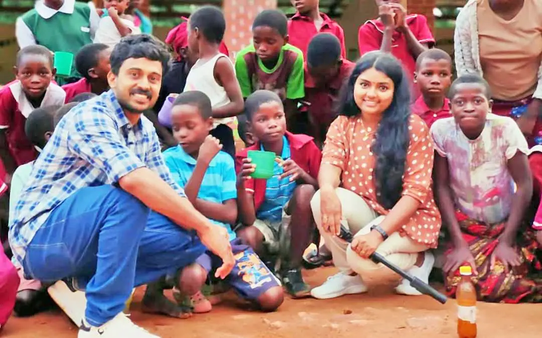 Arun and Sumi along with students