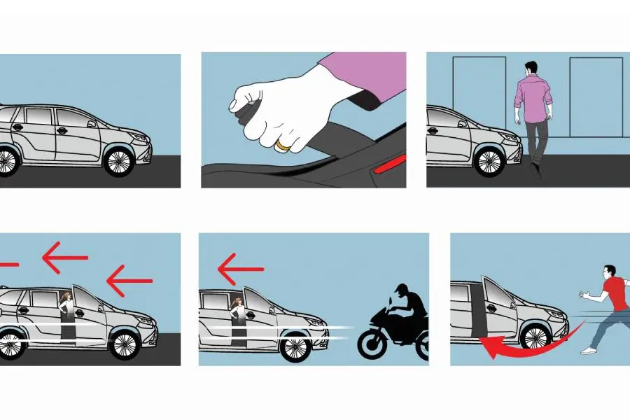 Biker averts accident by jumping onto moving car in Kottakkal town