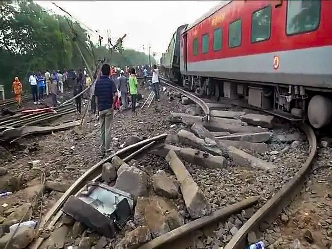 Damaged railways tracks near Bahanaga railway station after a collision involving Coromandel Express, Bengaluru-Howrah Express and a goods train | Photo: PTI