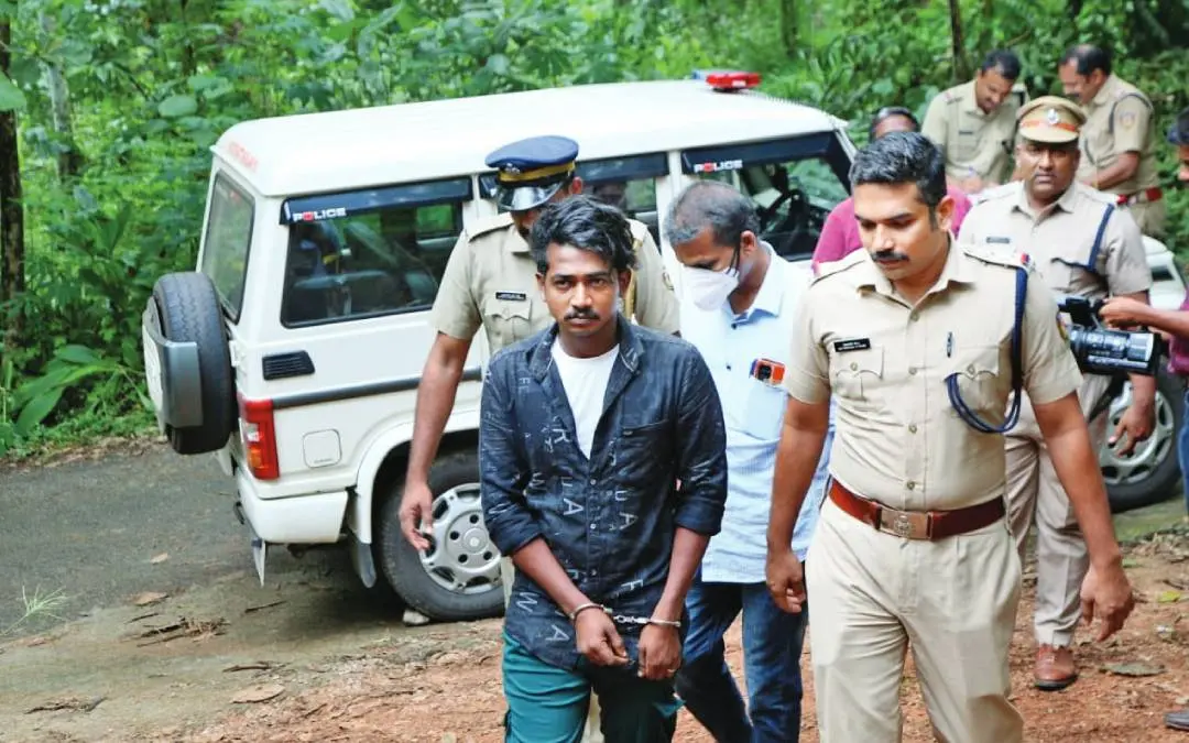 Nagarjun being brought for evidence collection at Palakuzha on Thursday.