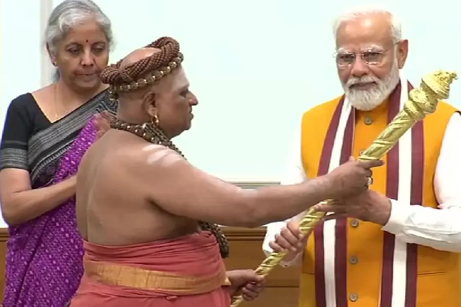 Adheenams hand over 'Sengol' to PM Modi on eve of new Parliament building inauguration