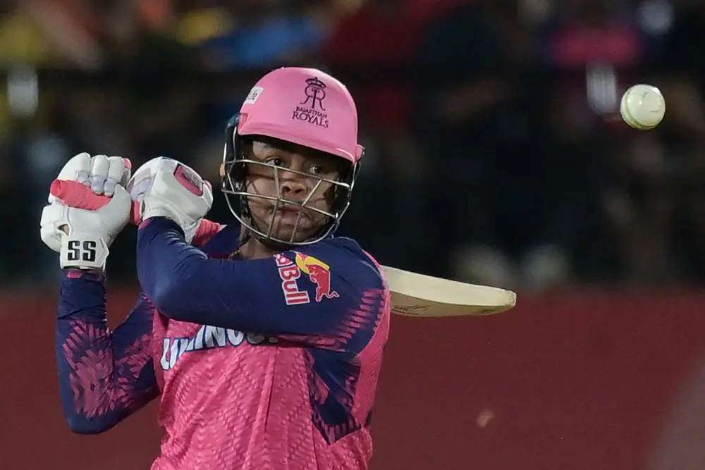 Shimron Hetmyer plays a shot during the match | AFP