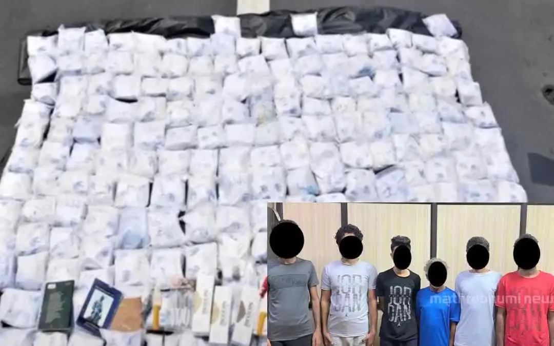 Heroin seized and the accused | Screengrab of Mathrubhumi News
