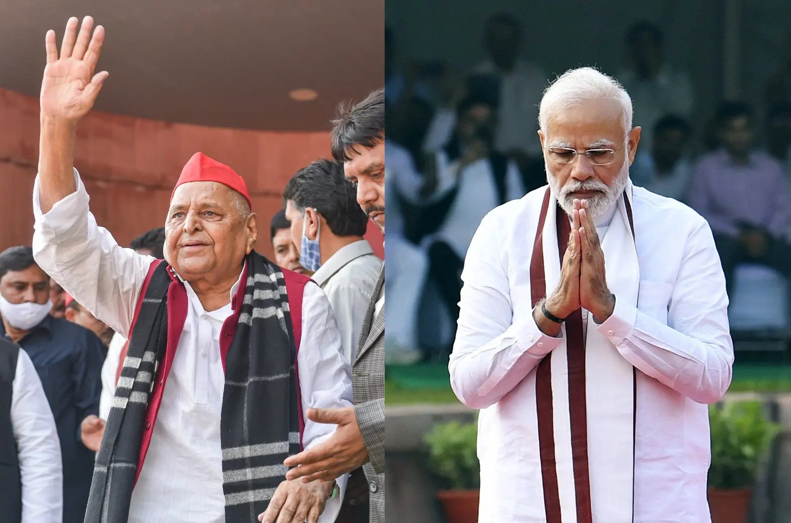 Mulayam Singh Yadav-Narendra Modi/ Photos: ANI, PTI
