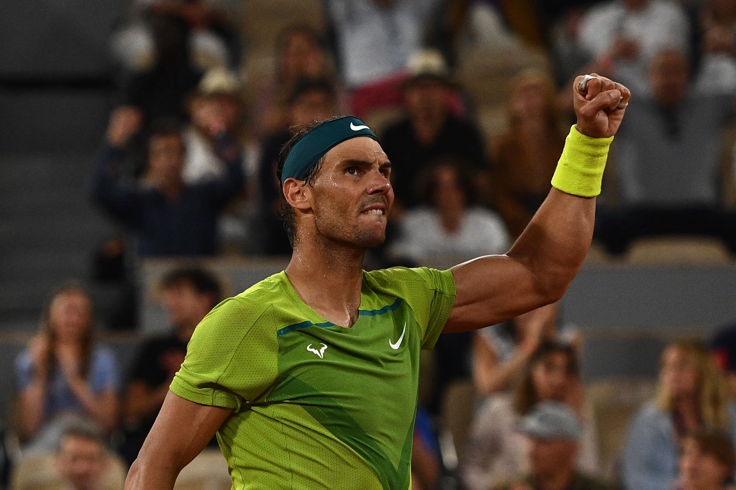 Spain's Rafael Nadal reacts after a point against Germany's Alexander Zverev during their men's semi-final singles match on day thirteen of the Roland-Garros Open tennis tournament at the Court Philippe-Chatrier in Paris | Photo: AFP