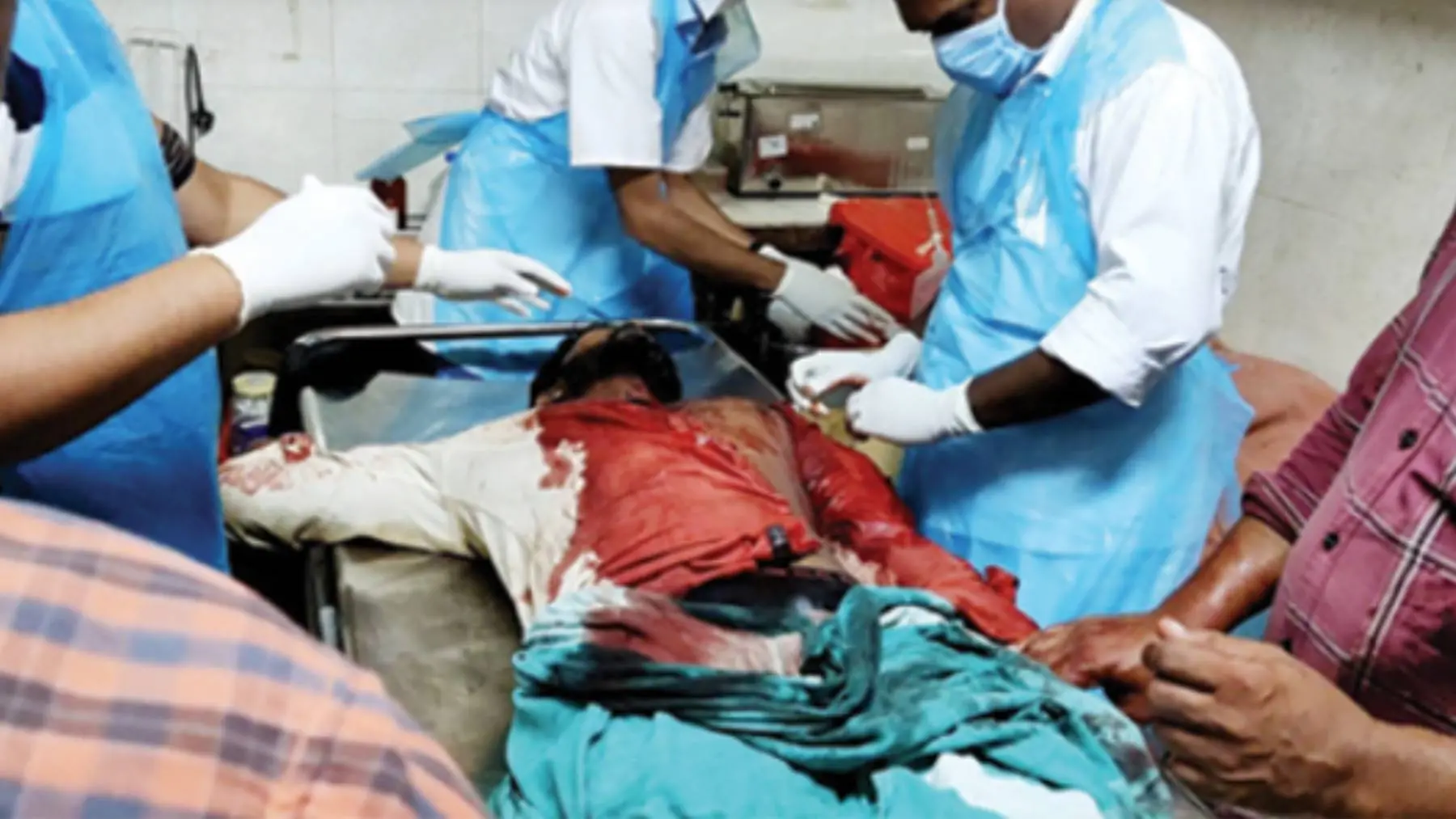 Praveen undergoing treatment at Nedungadam Taluk Hospital.