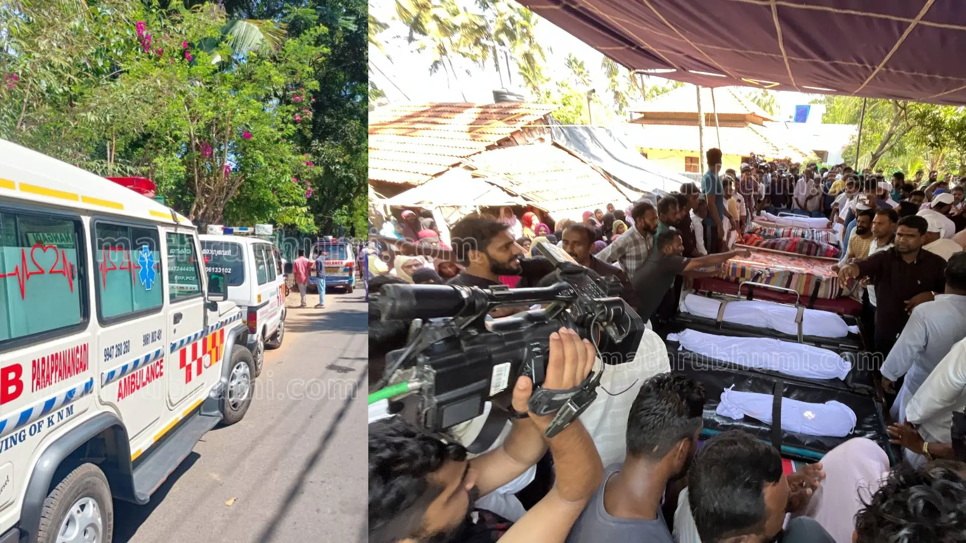 Ambulances carrying dead bodies arriving at Saithalivi's residence. Photo: Mathrubhumi