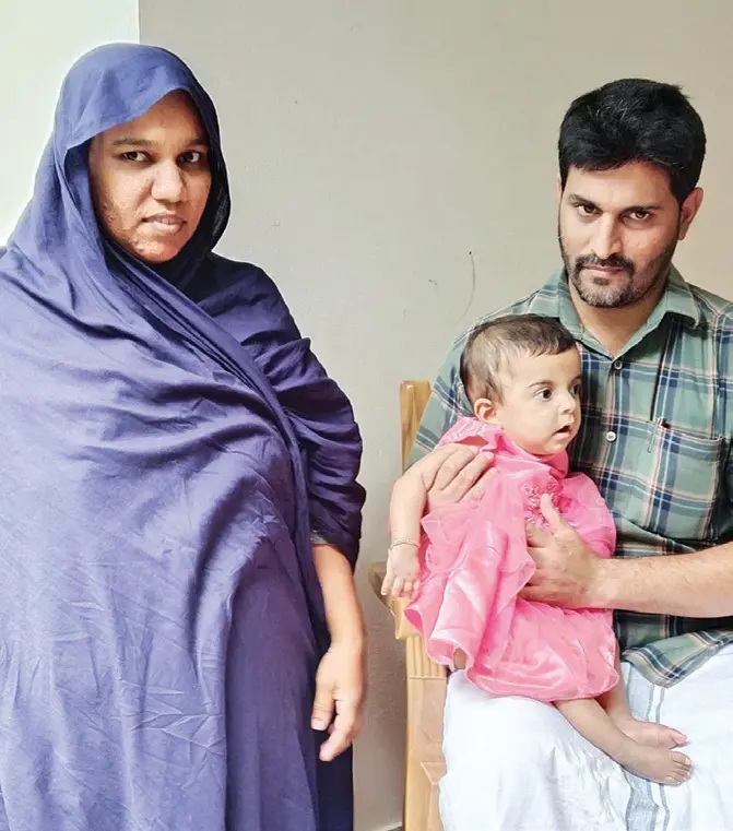 Siya Fathima with parents Siyad and Faseela
