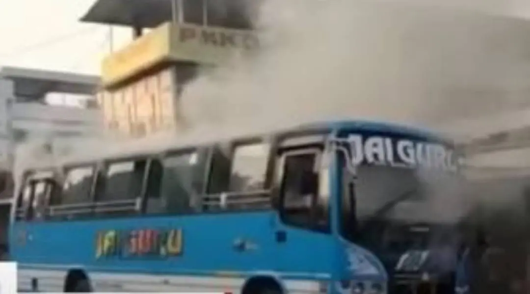 Smoke coming out of the bus