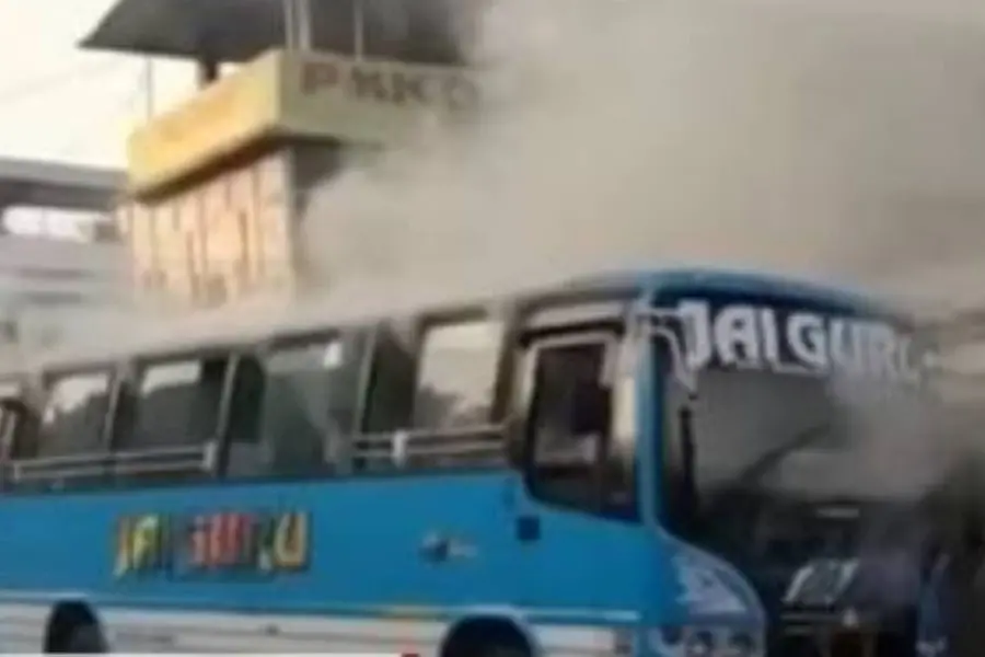 Narrow escape for passengers as bus catches fire in Thrissur