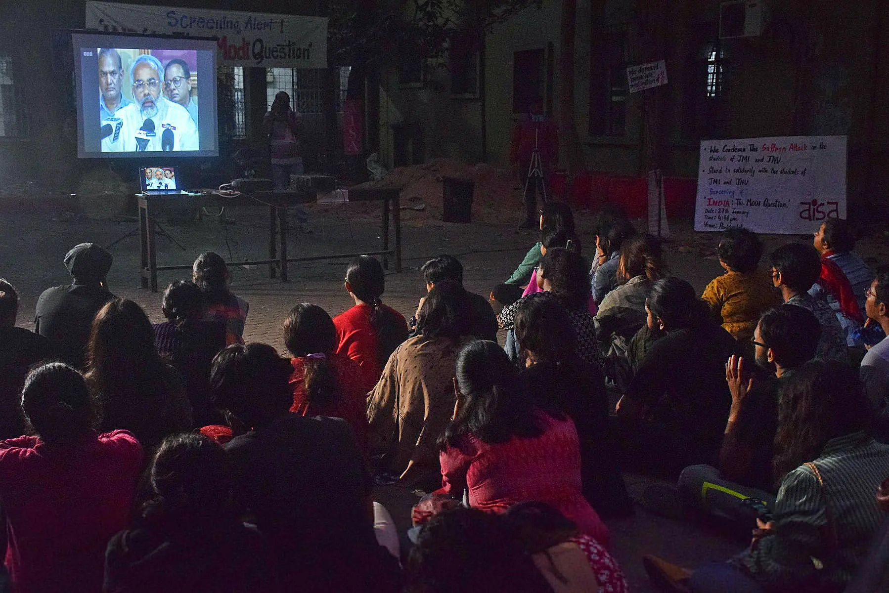 Representative Image | AISA activists of Jadavpur University attend the screening of the 'banned' BBC Documentary 'India: The Modi Question' | Photo: ANI