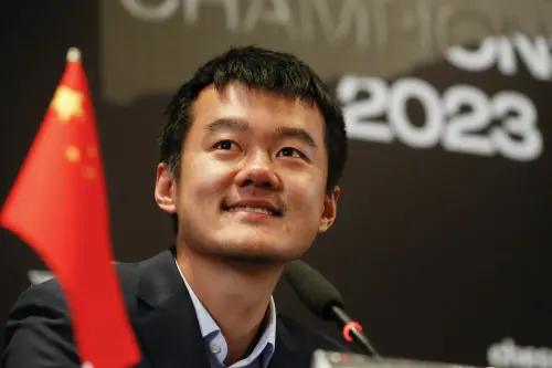 Ding Liren speaks after his victory in the FIDE World Chess Championship | AP