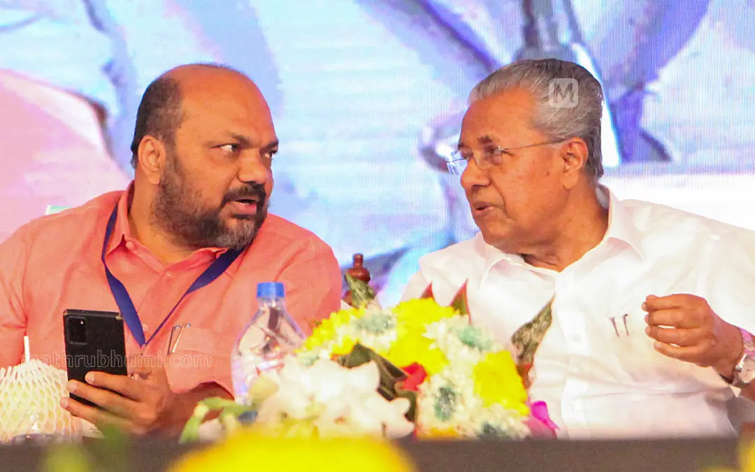 P Rajeev with Pinarayi Vijayan | Photo: Mathrubhumi