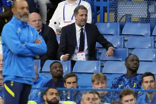 Fabio Paratici sits on the bench during the friendly soccer match between Chelsea and Tottenham back in 2021 | AP