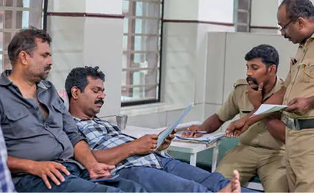 Police recording statement of reporter Anil Mukunneri, Sudheer Mohan | Photo: Mathrubhumi