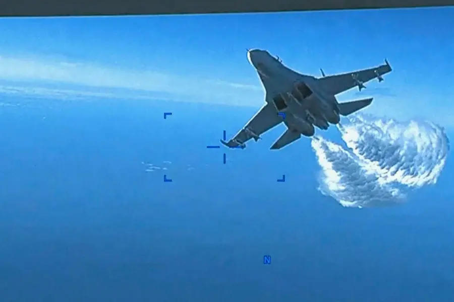 Watch video: Pentagon shows footage of Russian aircraft 'dumping fuel' on US drone