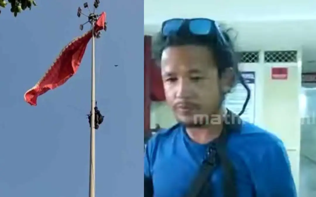 Paragliders stuck on light pole, Instructor Sandeep | Photo: Mathrubhumi