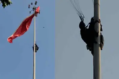 Adventure tourism turns a nightmare for tourist as glider gets entangled in high-mast pole