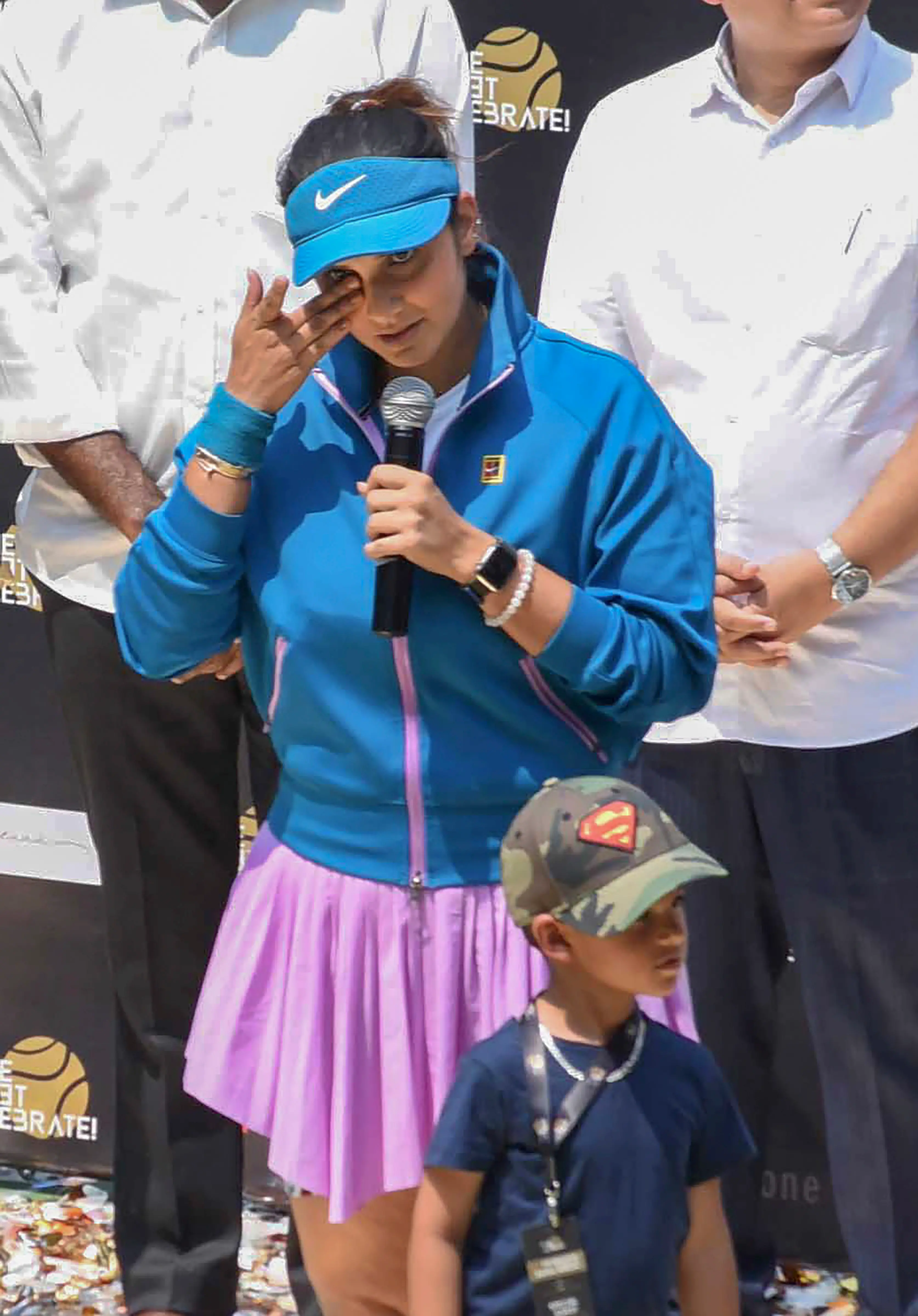 Tennis star Sania Mirza during her farewell at the Lal Bahadur Stadium, in Hyderabad / Photo: PTI