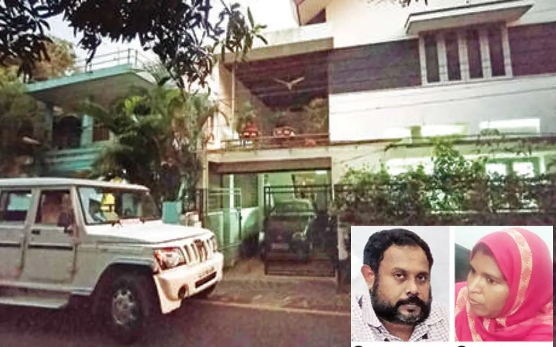 Police arrive at Naryanan Stalin's house for inspection, Naryanan Stalin, Haseena Beegam (inset) | Photo: Mathrubhumi