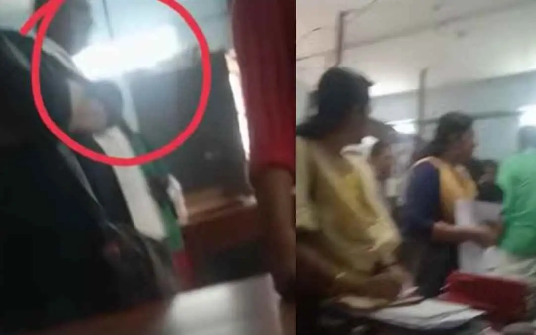 Visual of the CITU leader threatening the employee | Photo: Mathrubhumi News / Screengrab