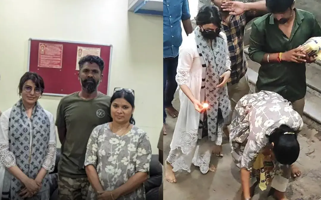 Samantha, Premkumar visits Palani Temple in Tamil Nadu | Photo: twitter.com/TN_SamanthaFans