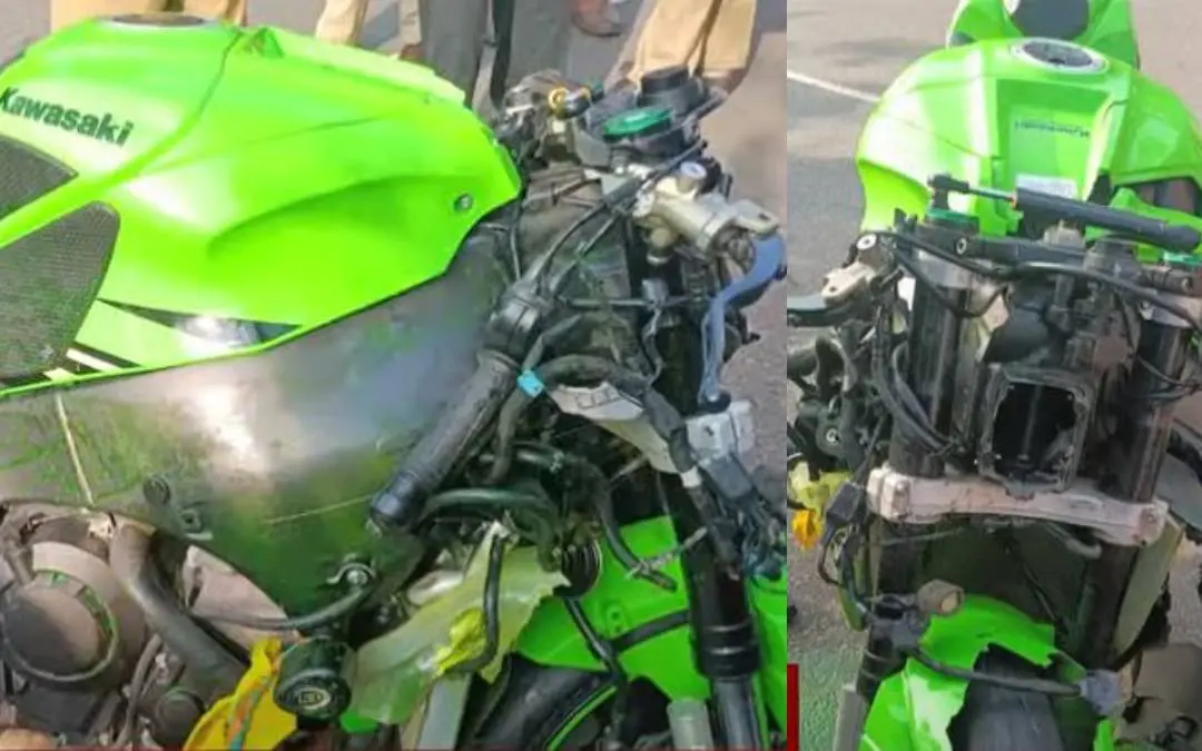 Racing bike which met with accident