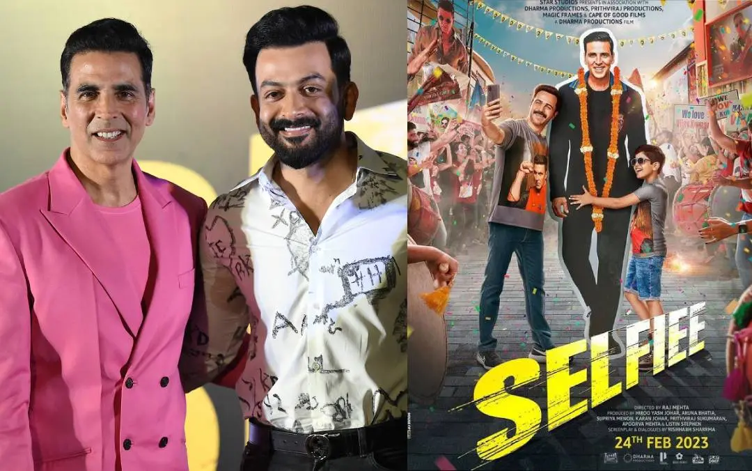 Akhshay Kumar, Prithviraj Sukumaran, 'Selfiee' movie poster | Photo: AFP, Instagram / therealprithvi