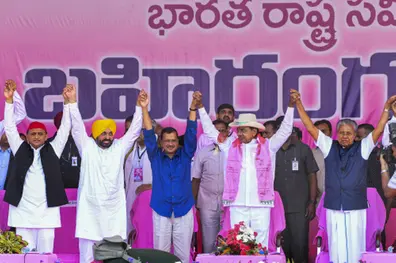 BRS holds mega rally with national pitch, leaders ask people to dislodge BJP regime at Centre