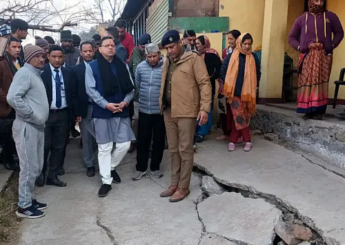 Pushkar Singh Dhami conducts a ground inspection of the landslide-affected areas | ANI