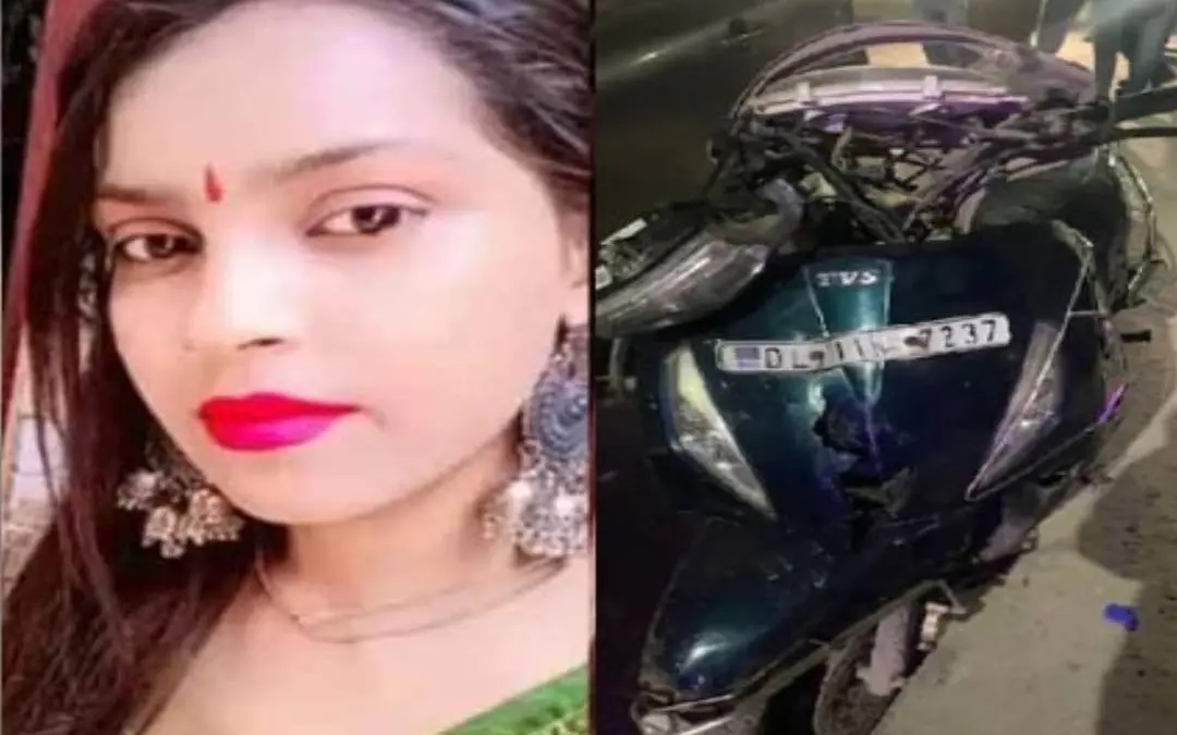 മരിച്ച അഞ്ജലി, അപകടത്തില്പ്പെട്ട സ്കൂട്ടര് | Photo: Twitter.com/Firstpost