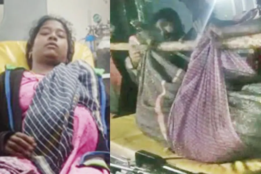 Pregnant tribal woman carried by relatives for over 3 km due to lack of proper roads