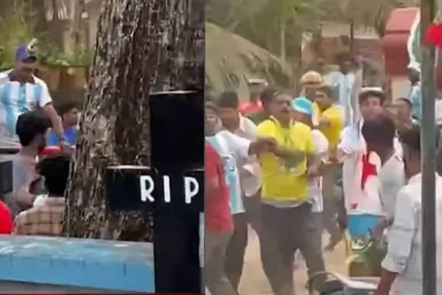 Argentina-Brazil fans clash during rally in Kollam | Video
