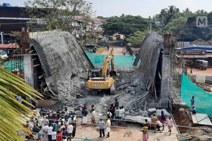 Underconstruction bridge on NH 66 in Kasaragod collapses
