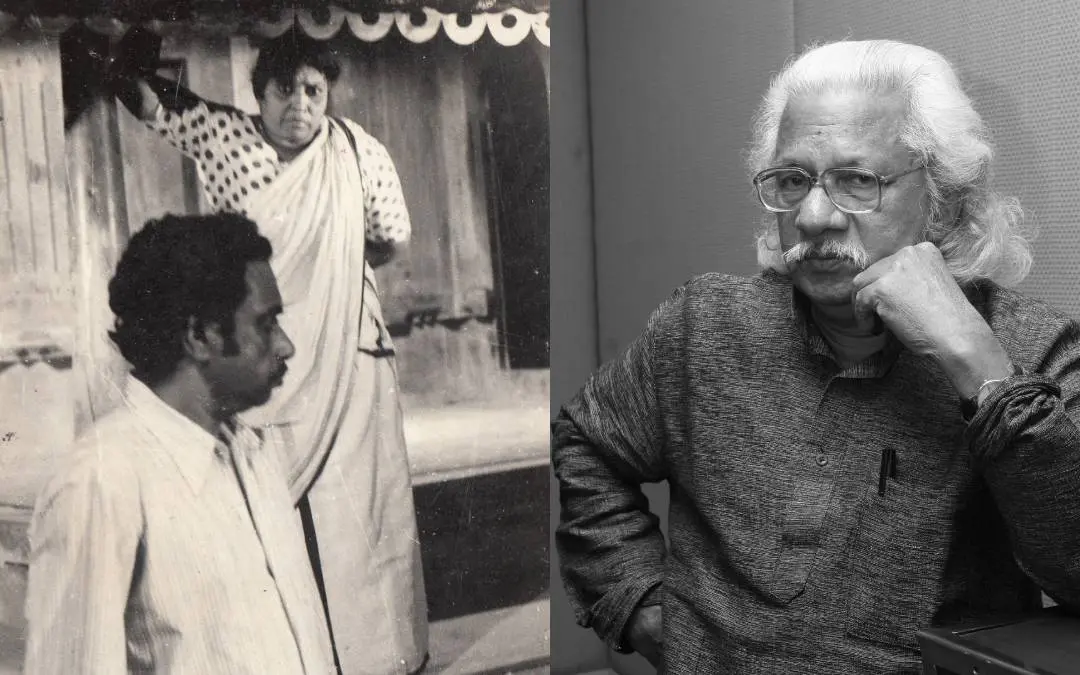 A scene from the movie Elipathayam and a portrait of Adoor Gopalakrishnan | Photo: Mathrubhumi