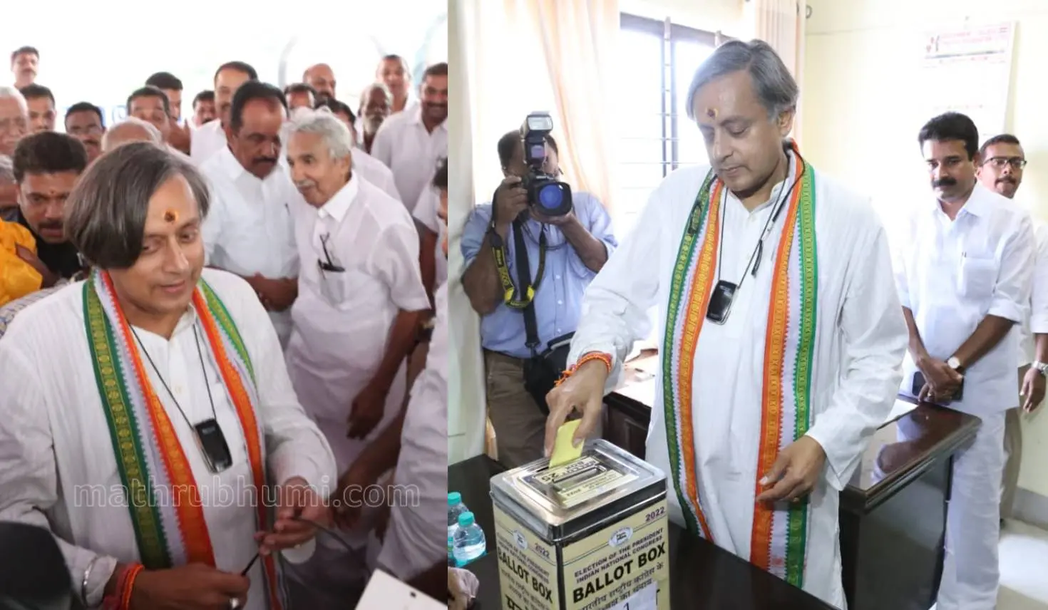 Shashi Tharoor casts vote. Photo: V Biju