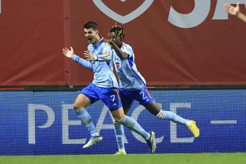 Alvaro Morata celebrates after scoring | AP