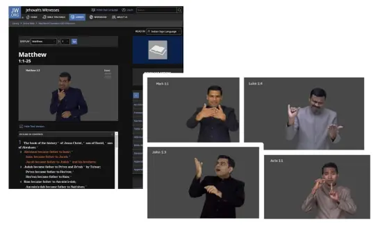 Visuals of the sign language bible available in the website / Photo: Jehovah's Witnesses