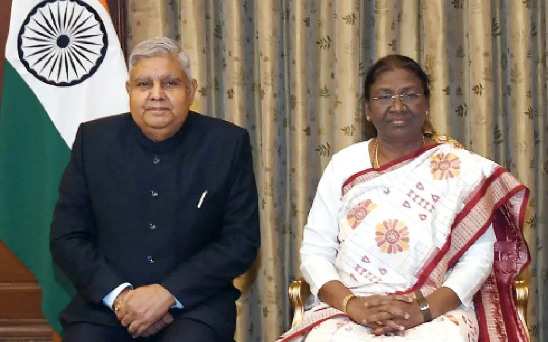 President Droupadi Murmu (right) and vice-president Jagdeep Dhankhar | Photo: ANI