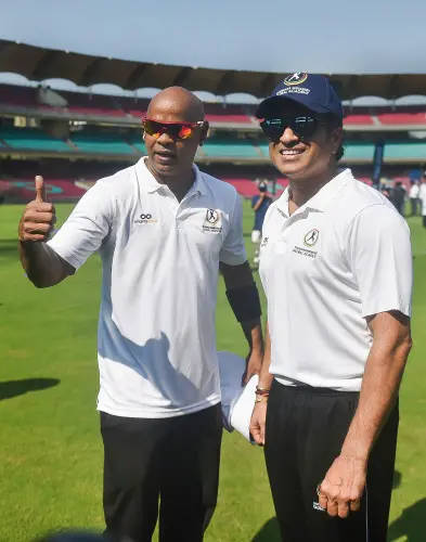 Sachin Tendulkar and Vinod Kambli at a cricket training camp | PTI