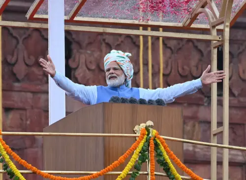 Prime Minister Narendra Modi addresses the nation from the rampart of Red Fort on the occasion of 76th Independence Day, in New Delhi on Monday | Photo: ANI