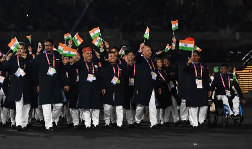 Athletes for Team India take part in the opening ceremony for the Commonwealth Games at the Alexander Stadium in Birmingham, central England, on July 28, 2022 | Photo: AFP
