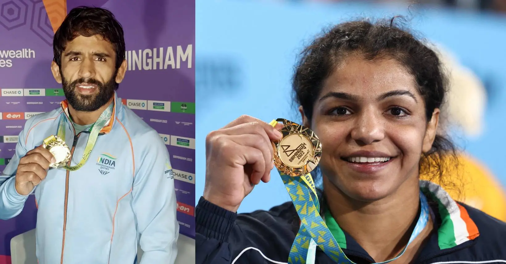 Bajrang Punia and Sakshi Malik. Photo: AFP