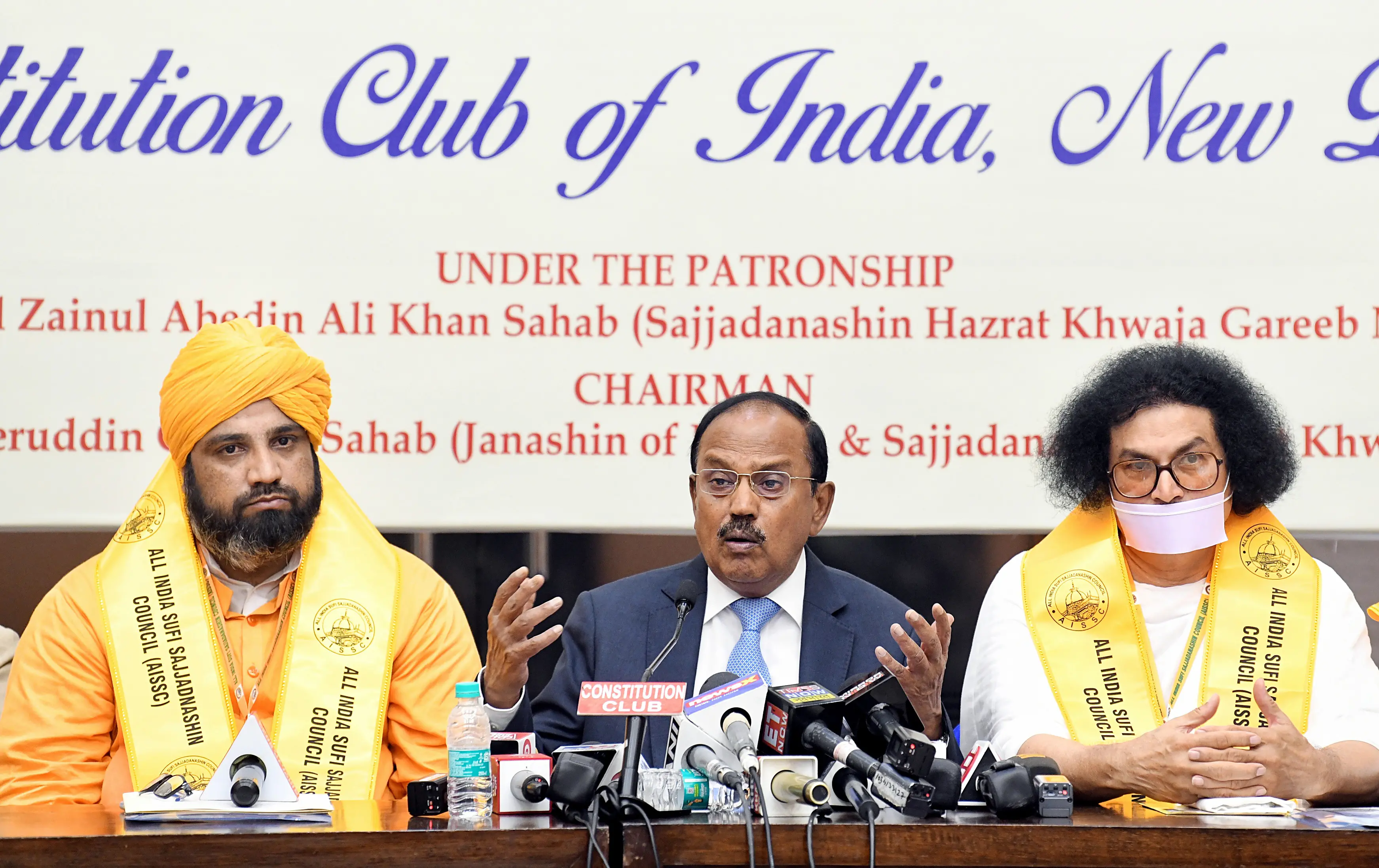 NSA Ajit Doval addresses the Interfaith Conference for Communal Harmony. Photo: ANI