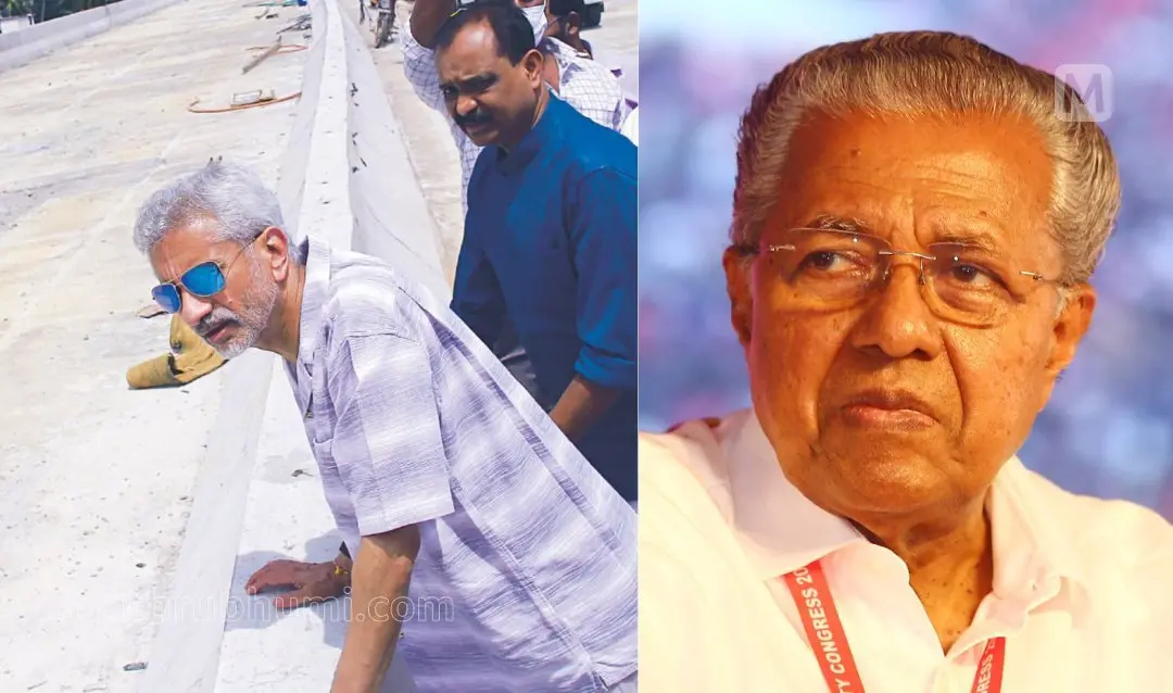 Minister S Jaishankar visits Kazhakuttam flyover with BJP leaders, CM Pinarayi Vijayan | Photo: Mathrubhumi
