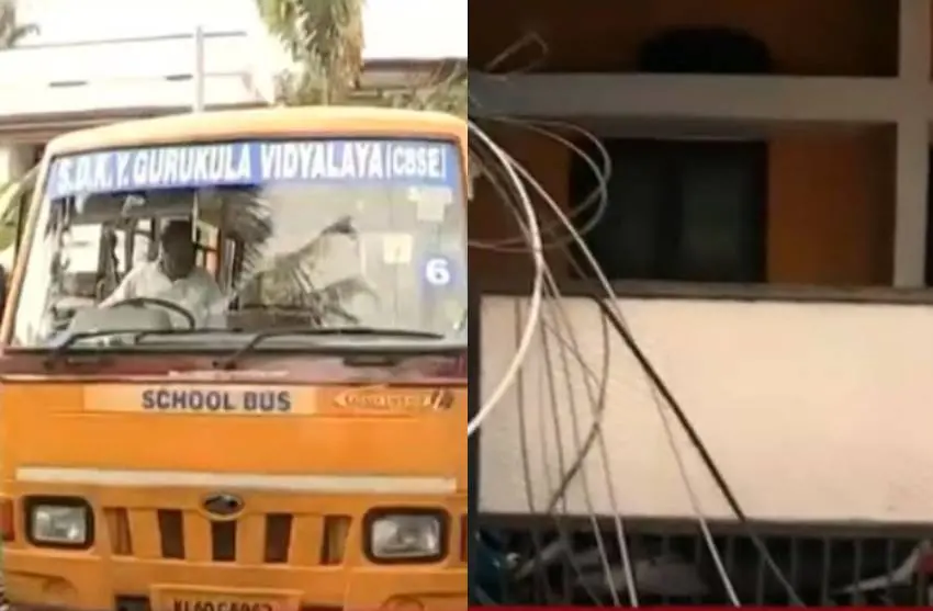 School bus after the accident