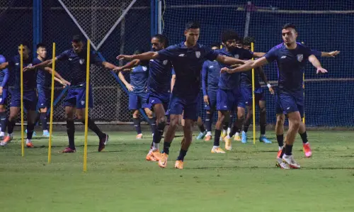 Indian Football team players during a practice session | ANI