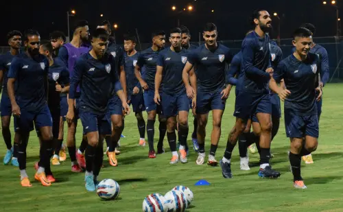Sunil Chhetri along with teammates during a practice session | ANI