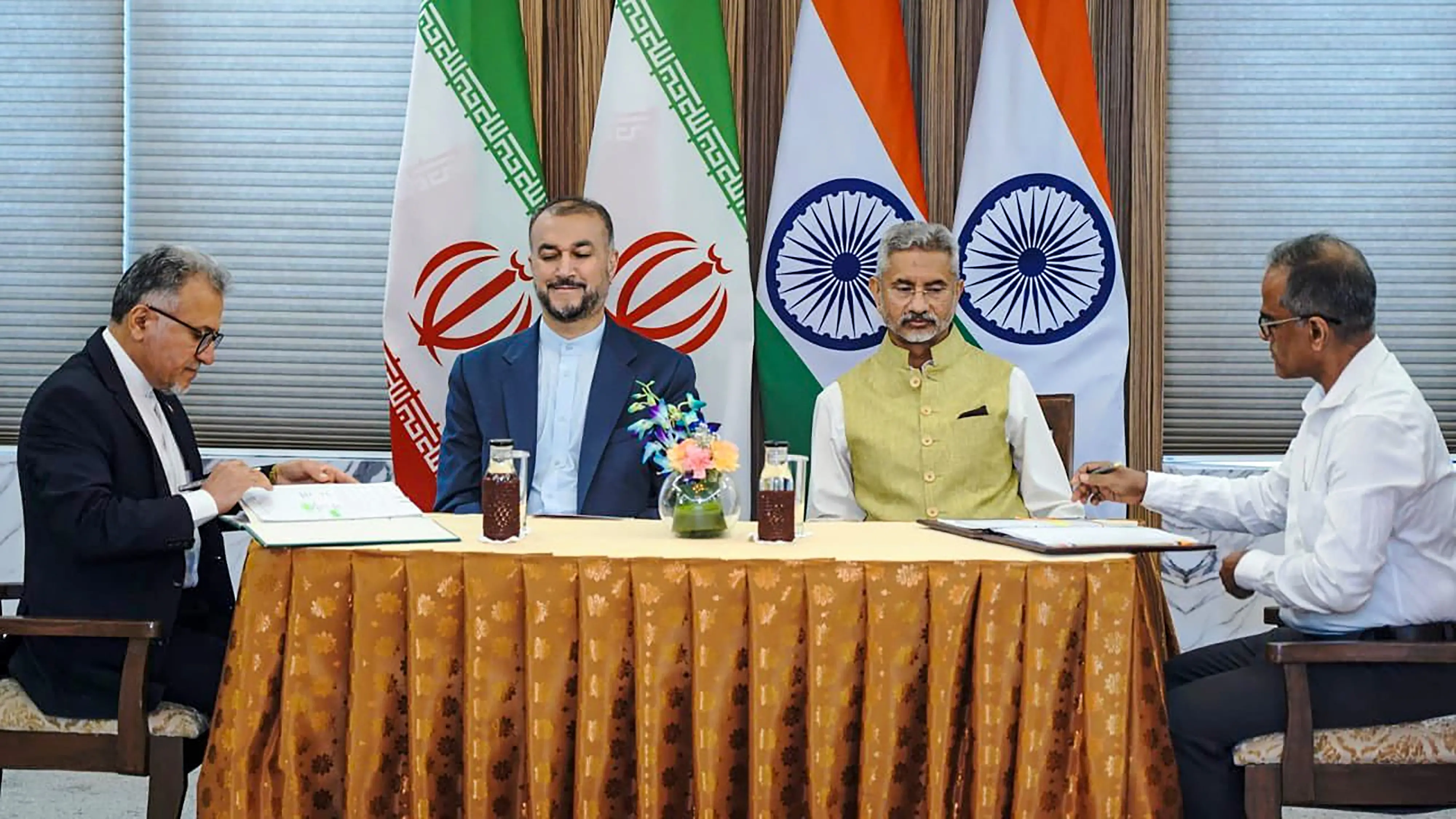 External Affairs Minister S. Jaishankar with Foreign Minister of Iran Hossein Amir-Abdollahian during a meeting, in New Delhi